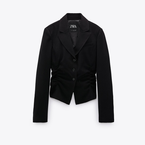 Zara ruched black blazer - Picture 2 of 4